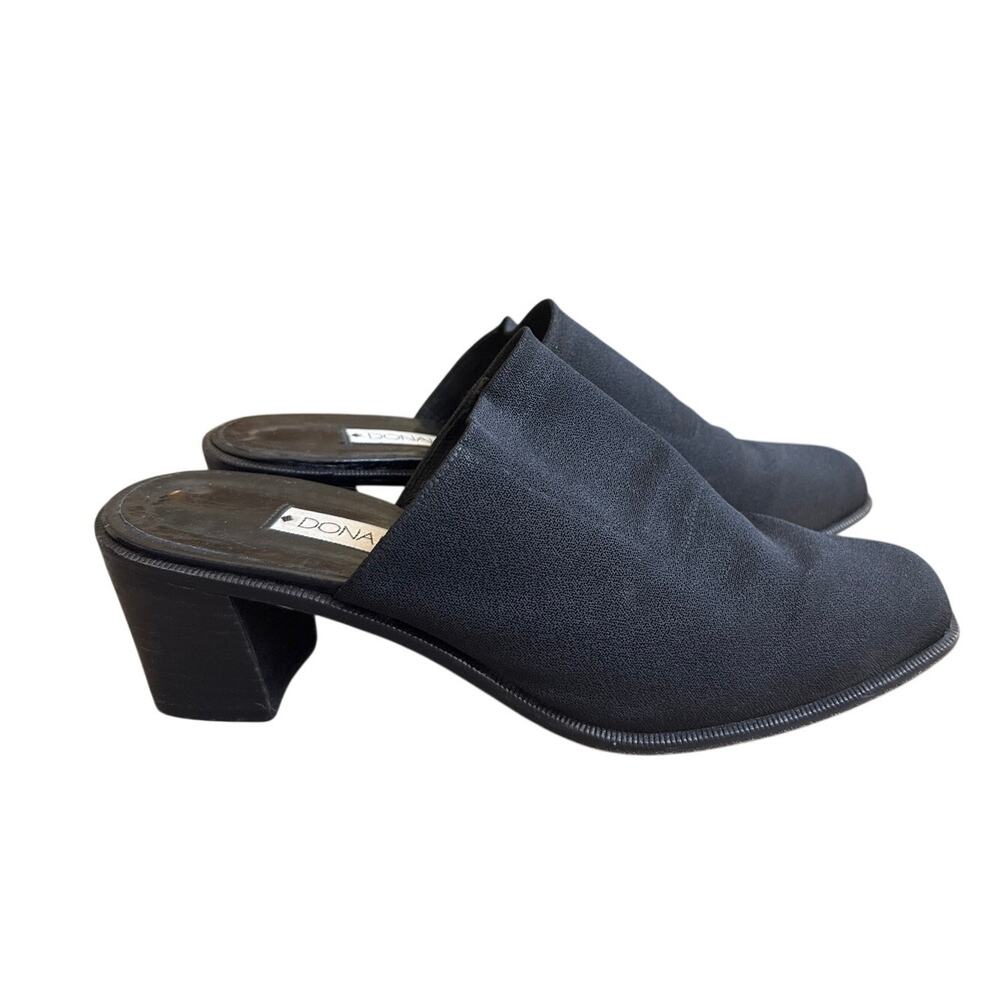Donald J. Pliner Stretchy Black Mules Heels Slip On Size 8.5 y2k